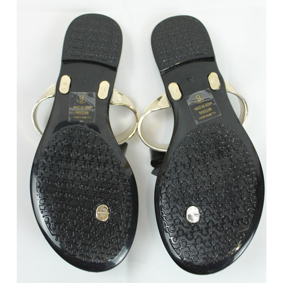 Soda Flip Flop Sandals Rhinestone Embellished Bow Women 6 Summer Black Silver - Picture 2 of 7